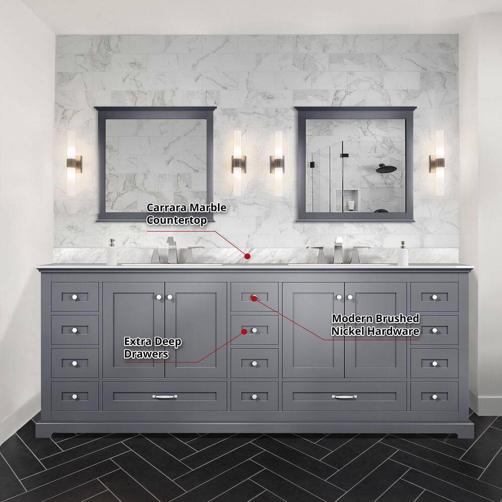 Lexora Dukes 84 in. W x 22 in. D Dark Grey Double Bath Vanity without Top LD342284DB00000