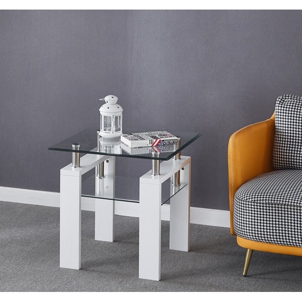 Modern Design Side Table with Clear Glass Top