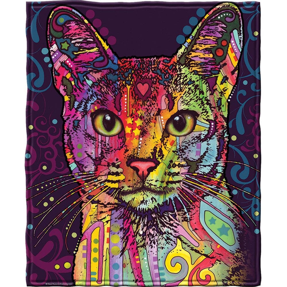 Confident Cat Super Soft Full/Queen Size Plush Fleece Blanket by Dean Russo