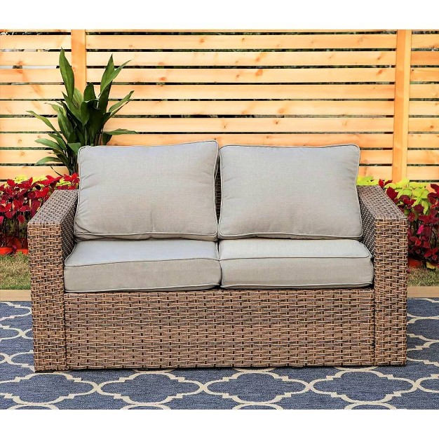 Outdoor Wicker Loveseat With Cushions Captiva Designs