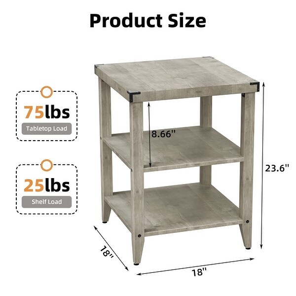 Square Side Table with Storage Shelf