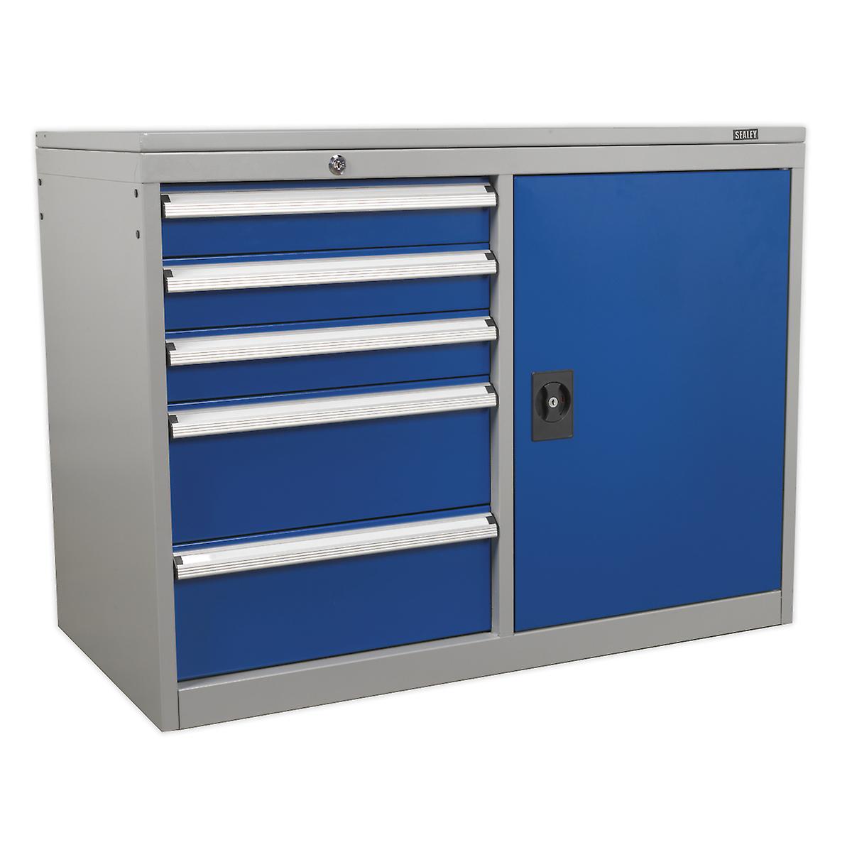 Sealey Api1103B Industrial Cabinet/Workstation 5 Drawer And 1 Shelf Locker