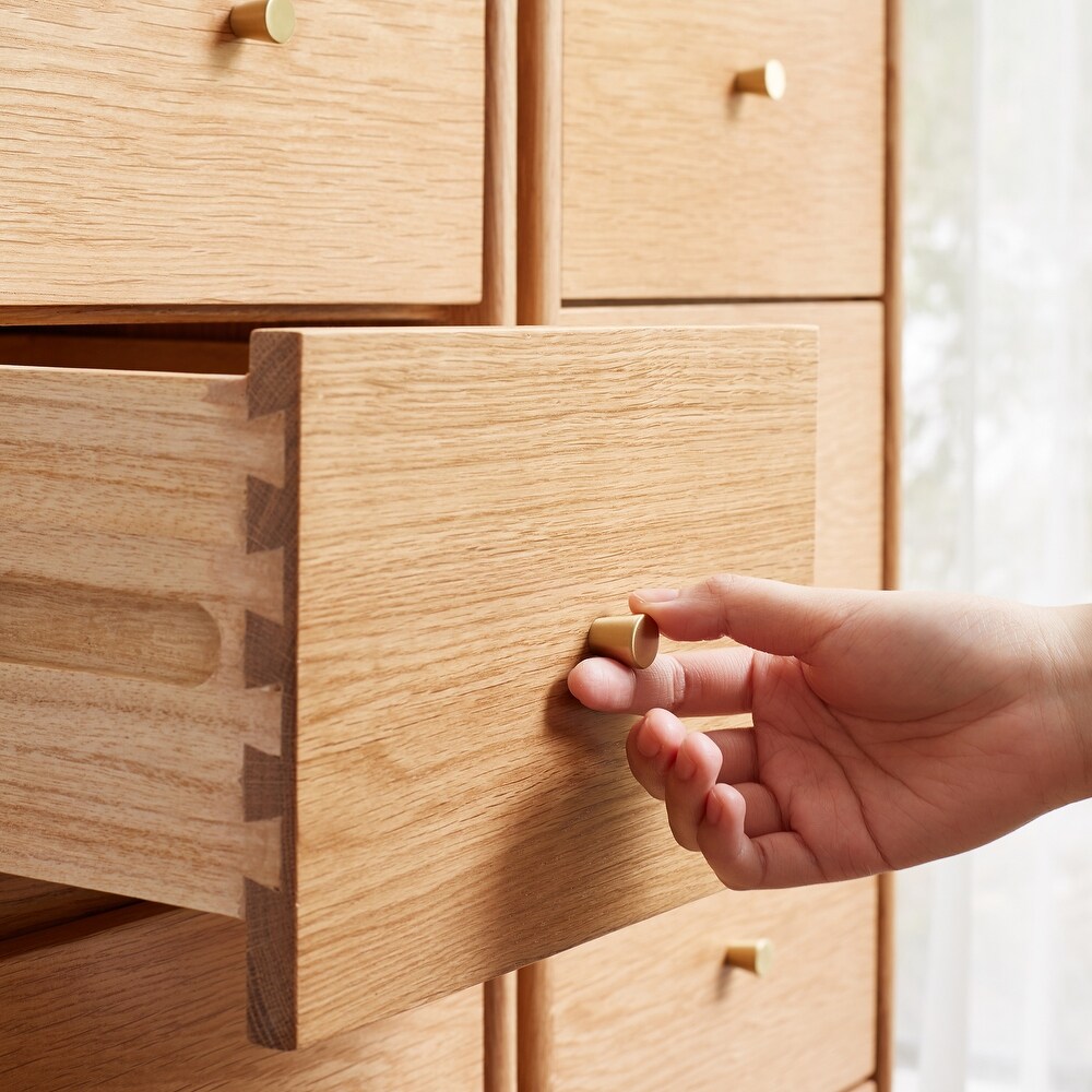 Nestfair Oak Wood Storage Cabinet with Drawers