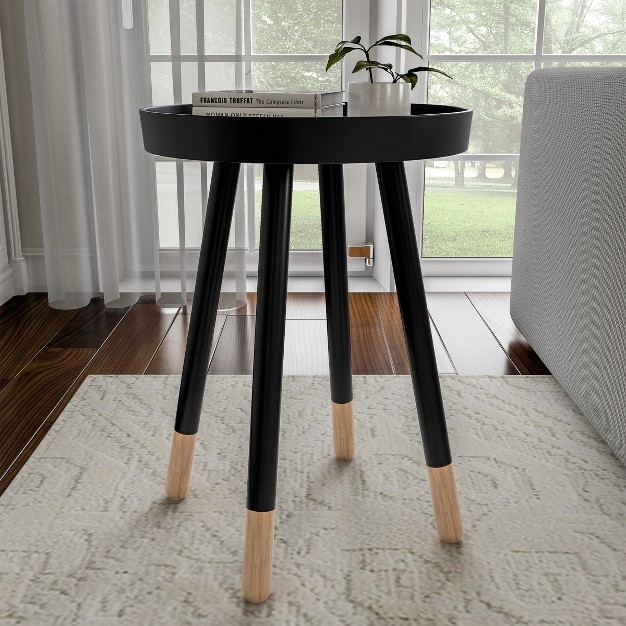 Hasting Home Modern Side Table Round End Table With Tray Top