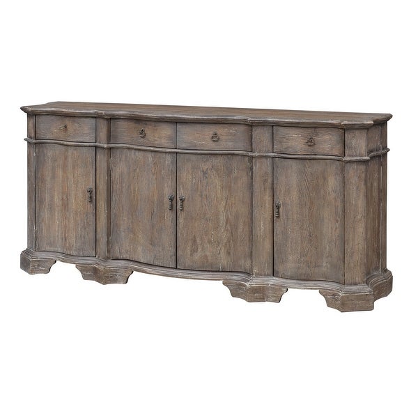 Somette Shasta Grey Rub Four Door Four Drawer Credenza