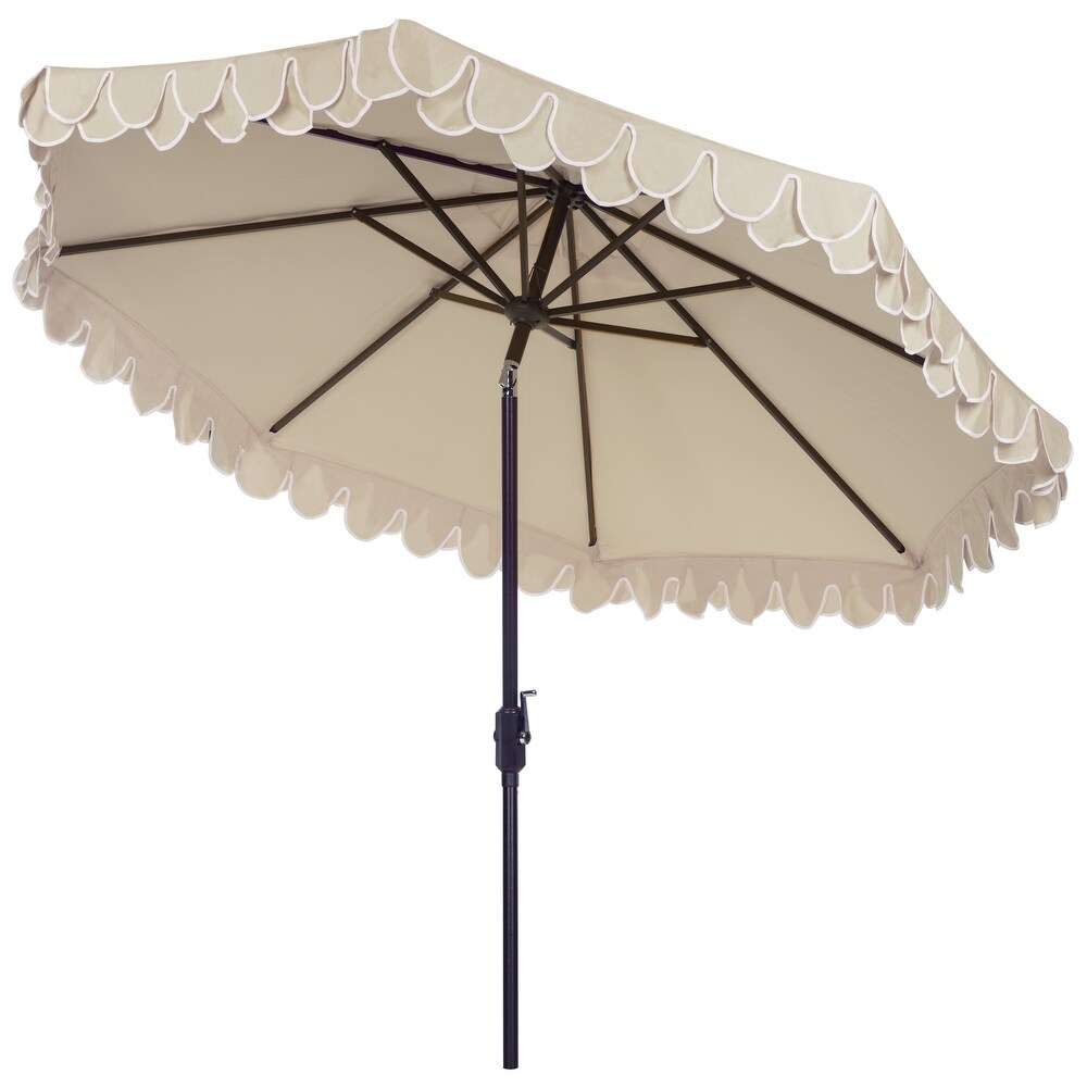 SAFAVIEH Outdoor Living Elegant Valance 11Ft Round Umbrella