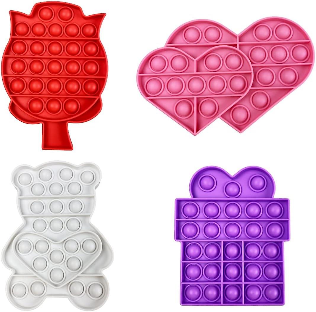 4 Pack Valentines Pop Fidget Toys With Cards For Him Kids School Class Classroom Valentines Day Cards It Gifts Prizes Party Favors