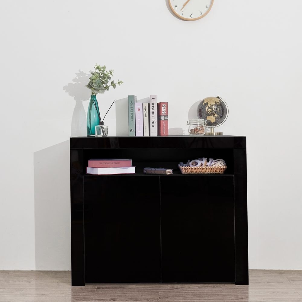 Living Room Sideboard Storage Cabinet with LED Light and 2 Doors