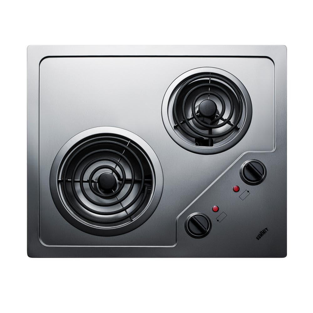 Summit Appliance 21 in 115Volt Coil Electric Cooktop in Stainless Steel with 2 Elements