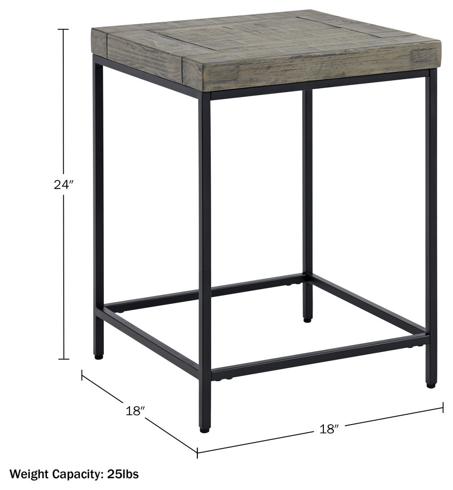 End Table   Industrial Modern Side Table with Wood Top and Metal Frame   Industrial   Side Tables And End Tables   by Trademark Global  Houzz