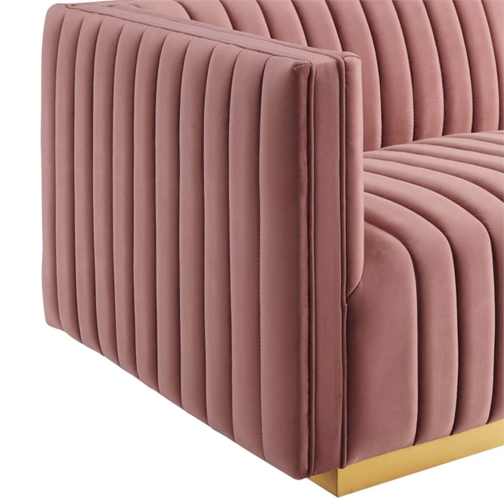 Modway Conjure Channel Tufted Performance Velvet Left Arm Chair in Gold/Rose   Contemporary   Armchairs And Accent Chairs   by Homesquare  Houzz