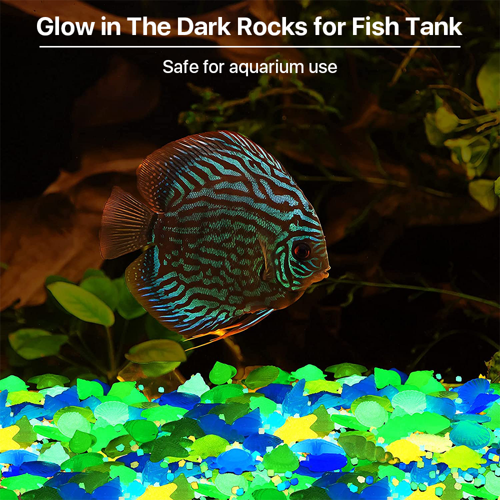 SUGARDAY 80PCS Glow in The Dark Rocks for Fish Tank Aquarium Garden Luminous Pebbles Stones Glow Rocks (Multi-color)