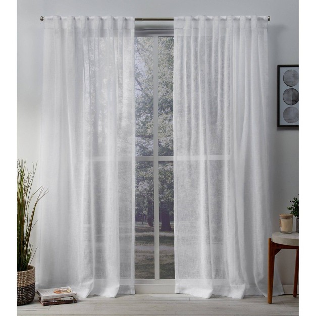 Set Of 2 Belgian Sheer Hidden Tab Top Curtain Panel Exclusive Home