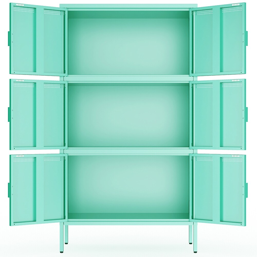 Metal Accent Storage Cabinet with 6 Doors and Adjustable Shelves