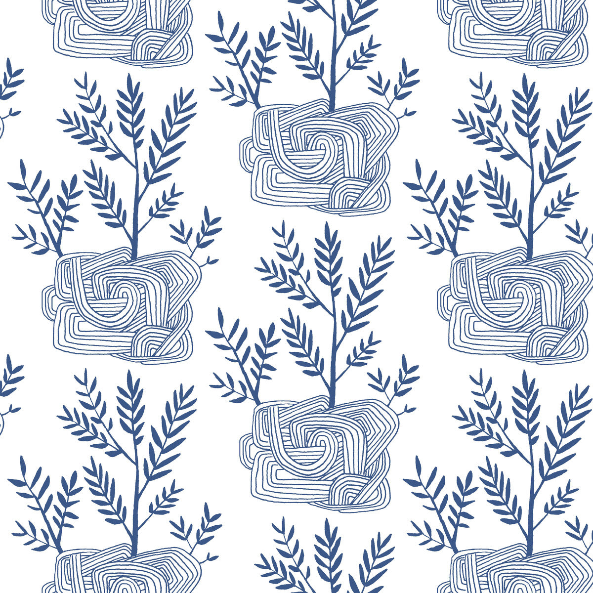 Sample Seedlings Peel & Stick Wallpaper in Blue from the Risky Business III Collection