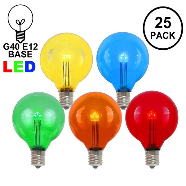 25 Pack G40 LED Outdoor String Light Patio Globe Replacement Bulbs，Warm White