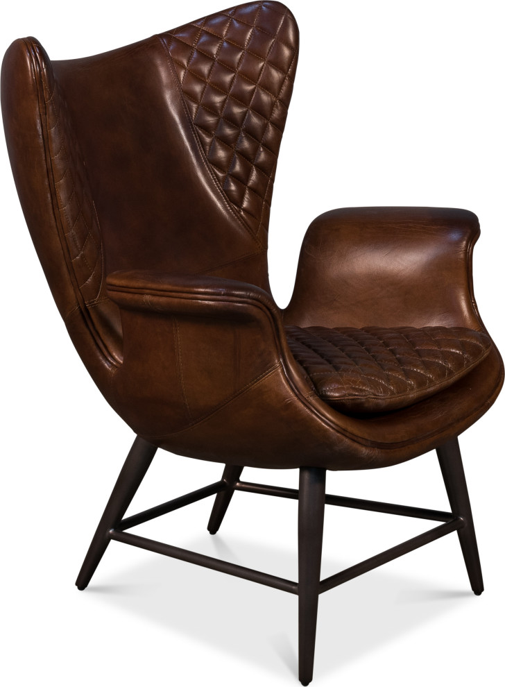 Quilted Vintage Cigar Brown Wing Chair   Midcentury   Armchairs And Accent Chairs   by HedgeApple  Houzz