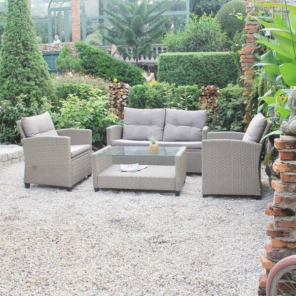 M4H Versailles 4Piece Wicker Sectional Outdoor Conversation Set