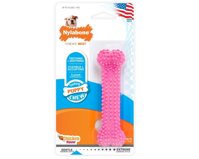 Nylabone Petite Dental Puppy Chew Toy， Pink - NPP901P