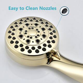 GIVING TREE 6-Spray Patterns 3.5 in. Single Wall Mount 2.5 GPM Handheld Shower Head in Brushed Gold HDLTEE0004