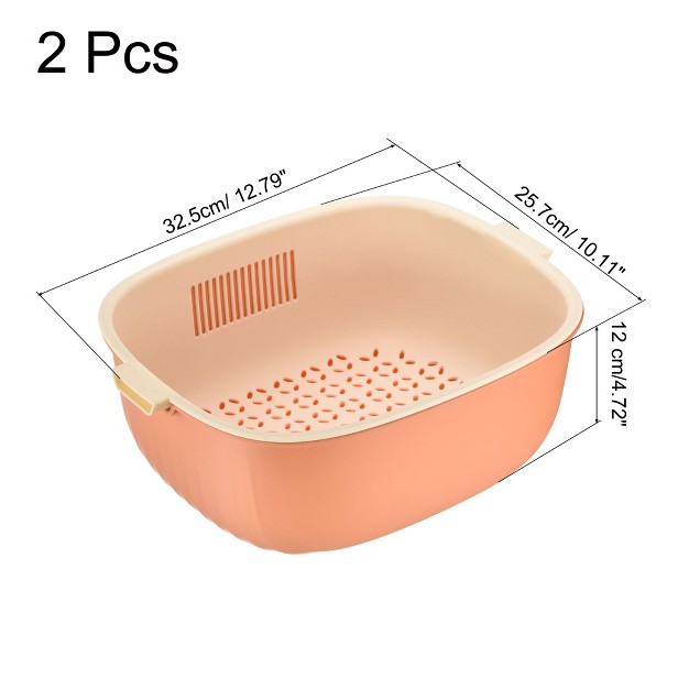 Unique Bargains Kitchen Colander Bowl Set Plastic Washing Bowl And Strainer Dual layer Pasta Drainer Basket