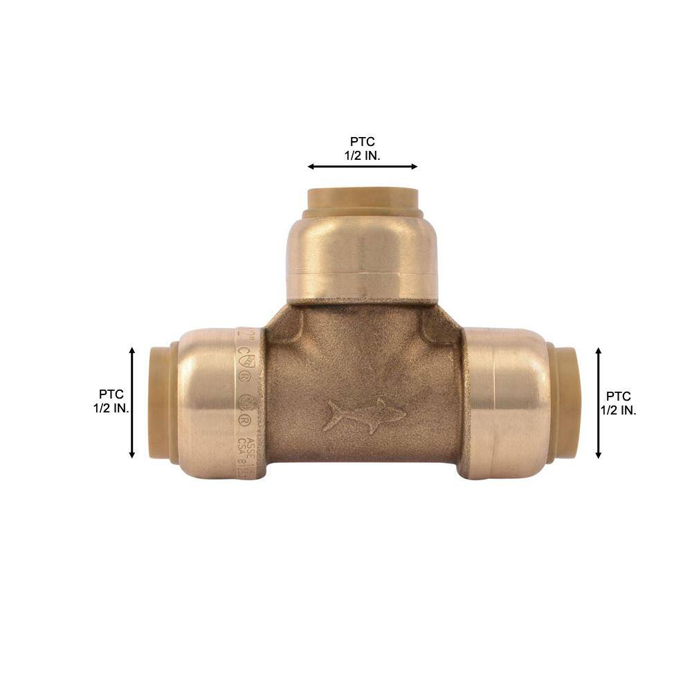 SharkBite 12 in. Push-to-Connect Brass Tee Fitting U362LFA