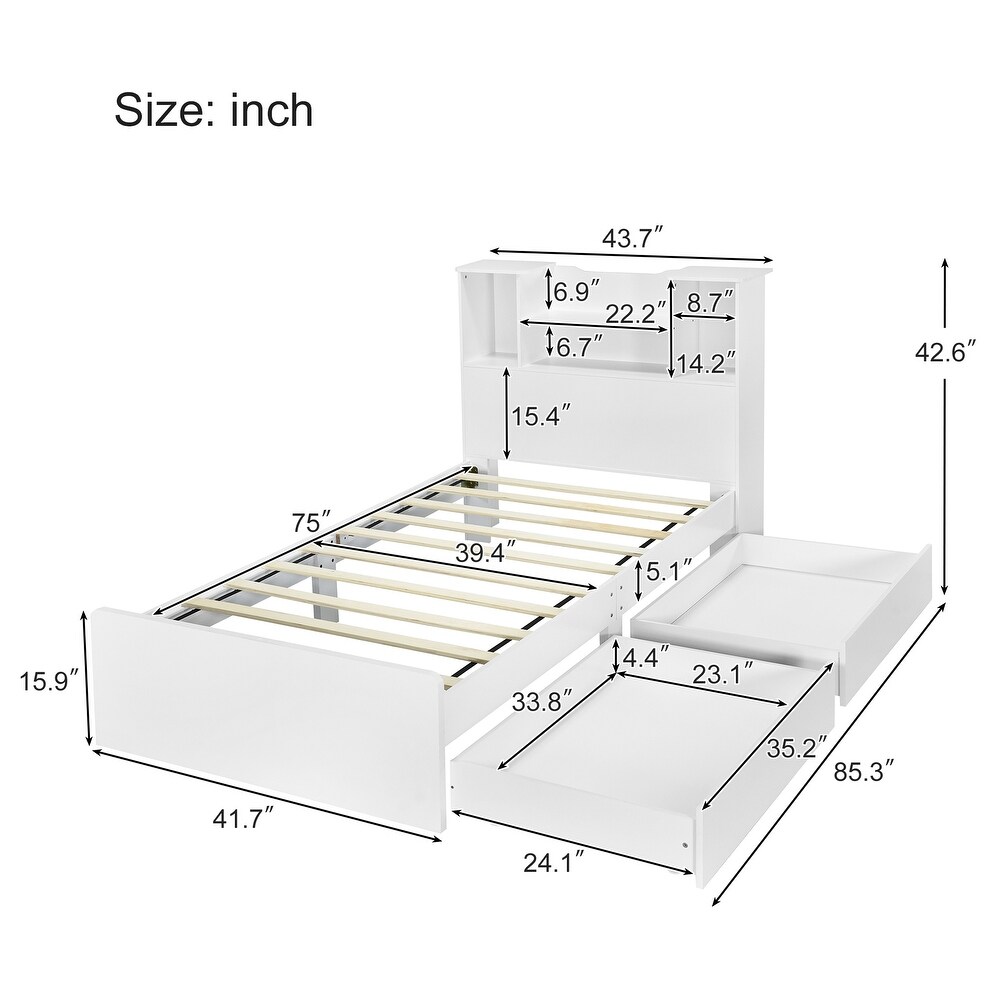 Twin Size Storage Platform Bed Frame