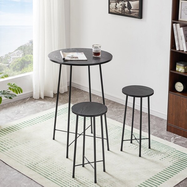 Taomika， Modern Bar Stools， Round Bar Chairs-Set of 2