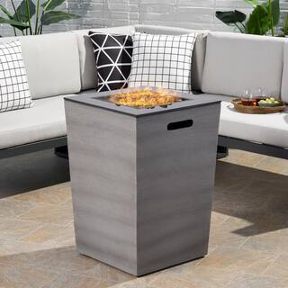 Noble House Langton 19.50 in. x 29 in. Rectangular Concrete Propane Fire Pit in Dark Grey 70595