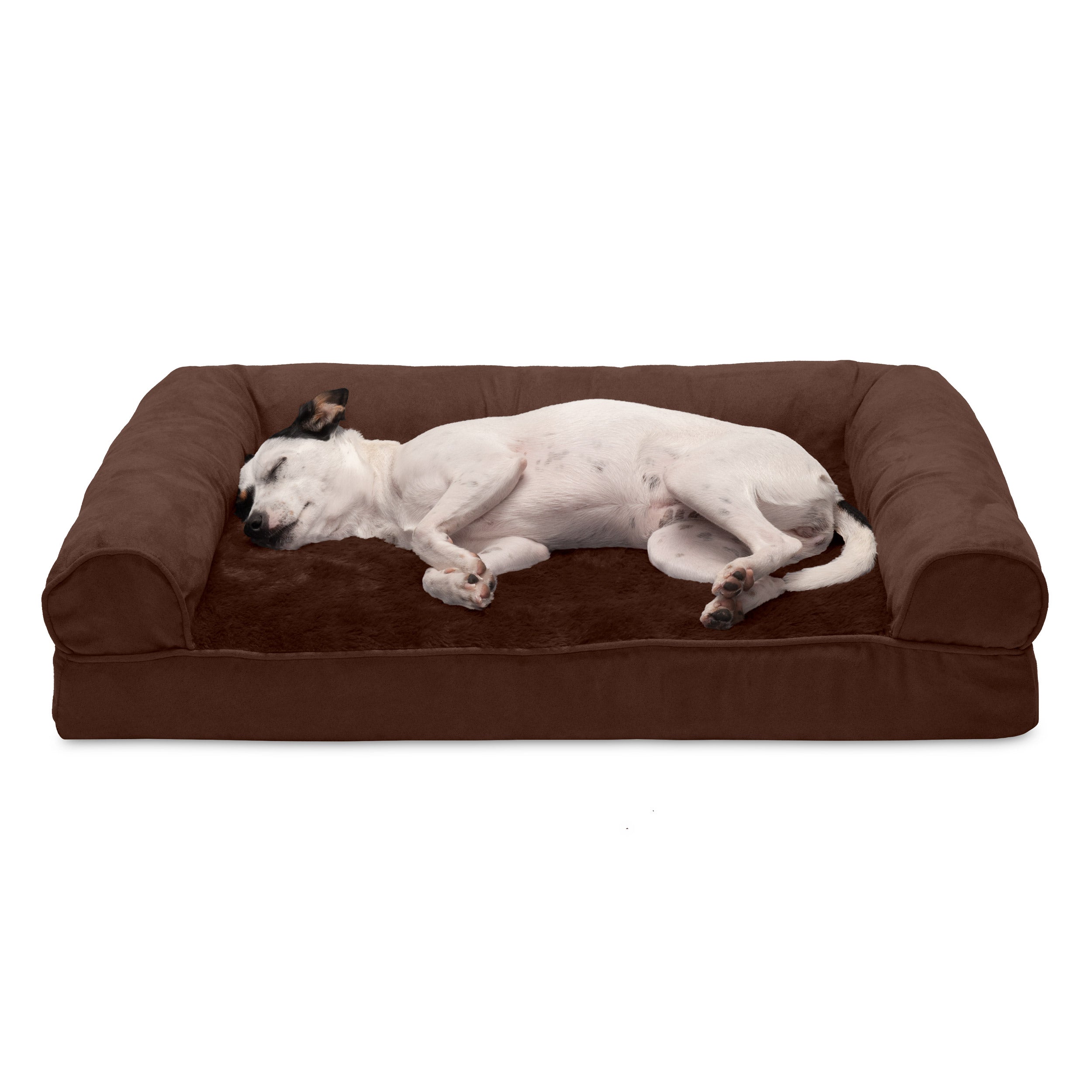 FurHaven Pet Products | Full Support Orthopedic Plush & Suede Sofa-Style Pet Bed for Dogs & Cats, Espresso, Medium