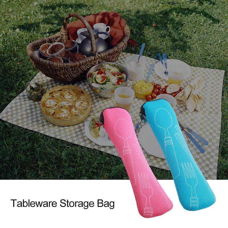 Tableware Set With Portable Tableware Cover Travel Cutlery Case Kitchen Household Utensil Dinnerware Bag Dinner Pouch For Picnic