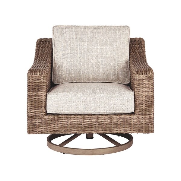 Signature Design by Ashley Beachcroft Handwoven Wickerlook Swivel Chair