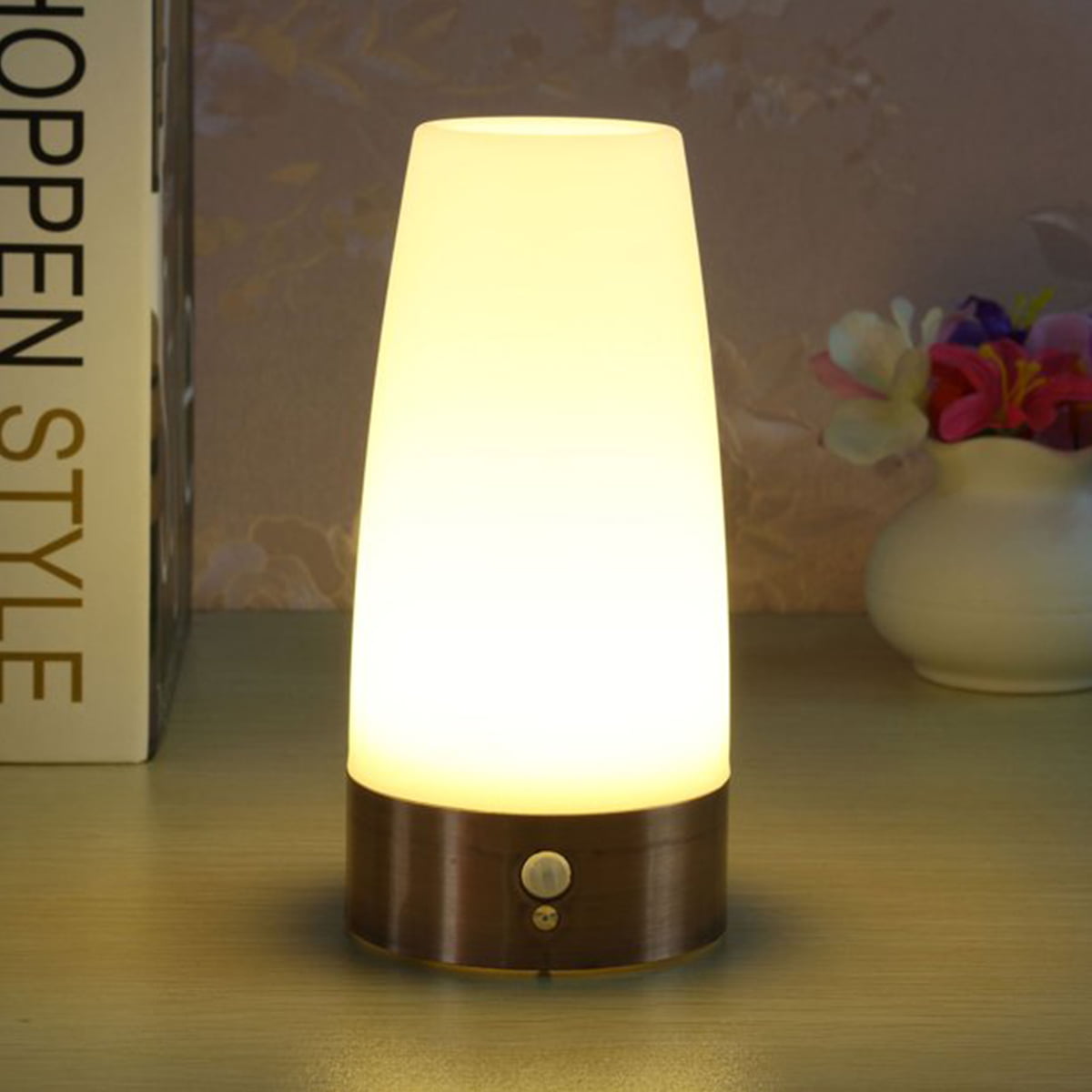 HQZY LED Night Light Wireless Retro Lamp Motion Sensor Lamp Bedside Table Lamp for Christmas Birthday Gift