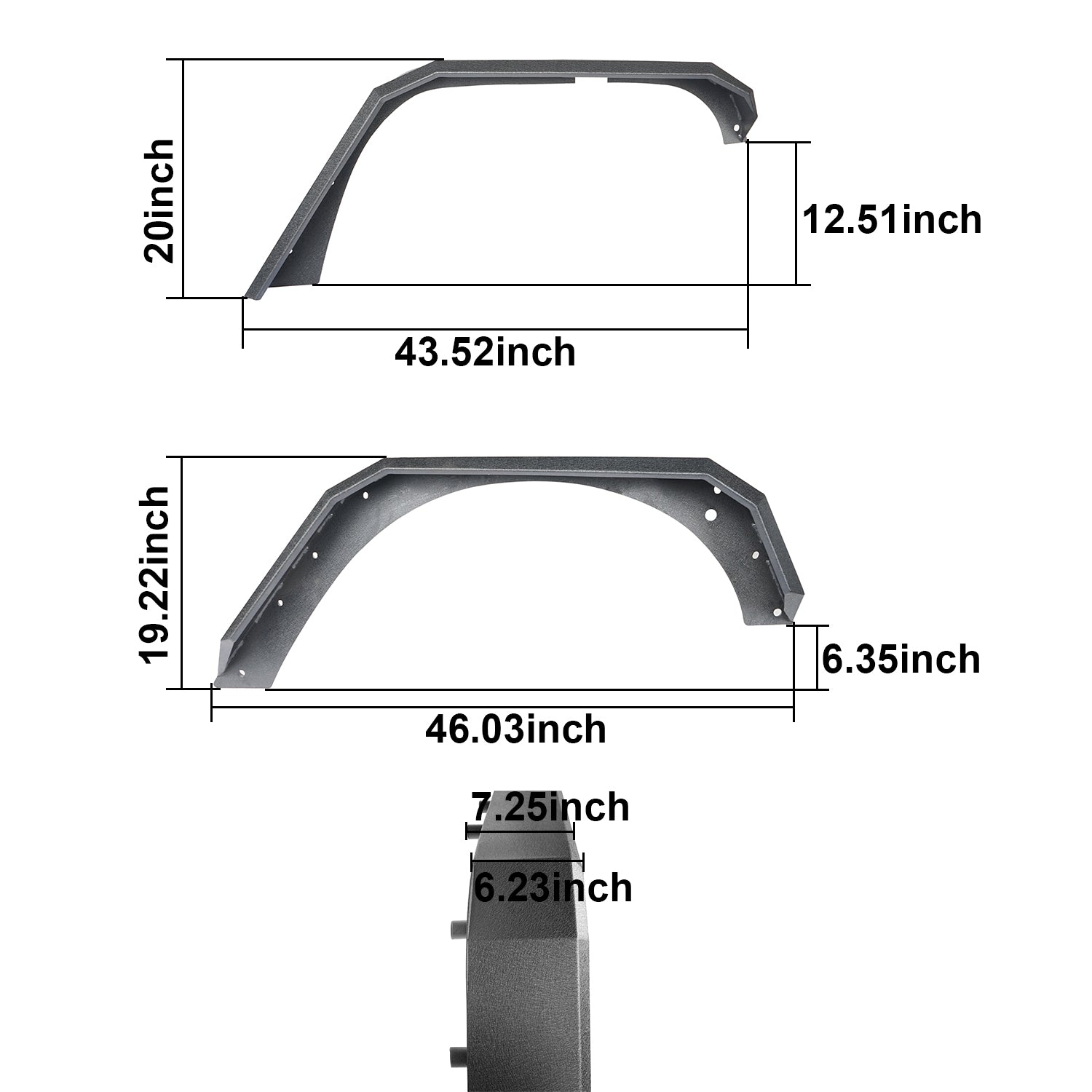 Hooke Road Fits Jeep Wrangler JK 2007-2018 Flat Tube Front and Rear Fender Flares