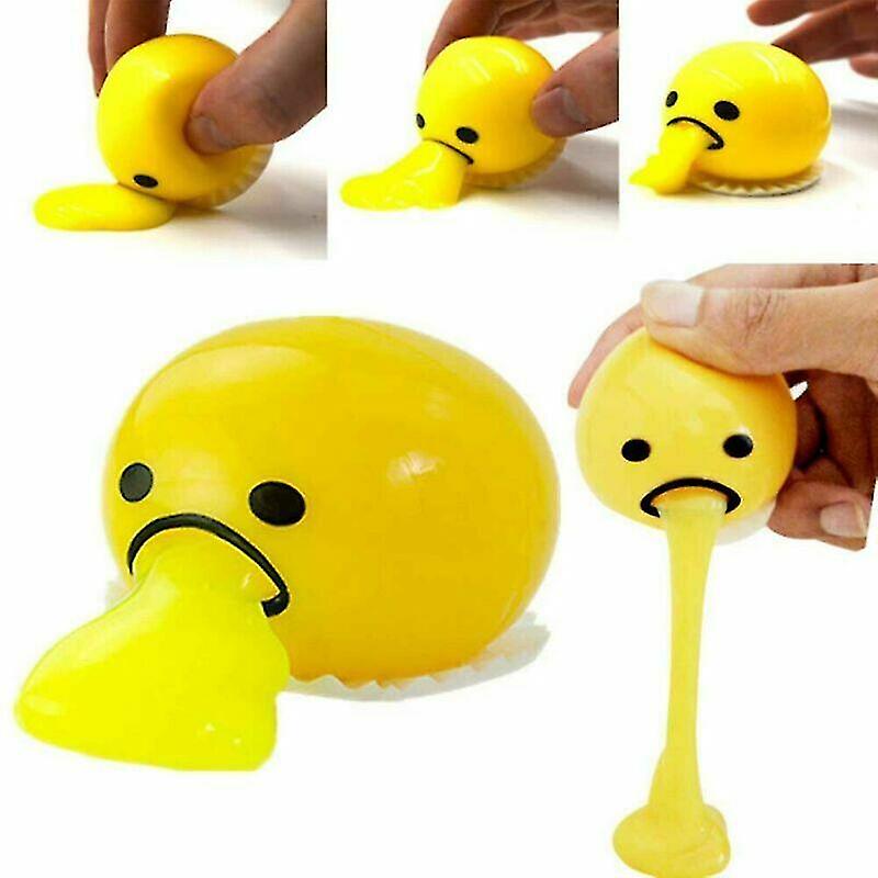 Miman Squishy Puking Egg Yolk Squeeze Ball With Yellow Goop Relieve Stress Relief Toy 2 Eggs With 8 Packs Goop