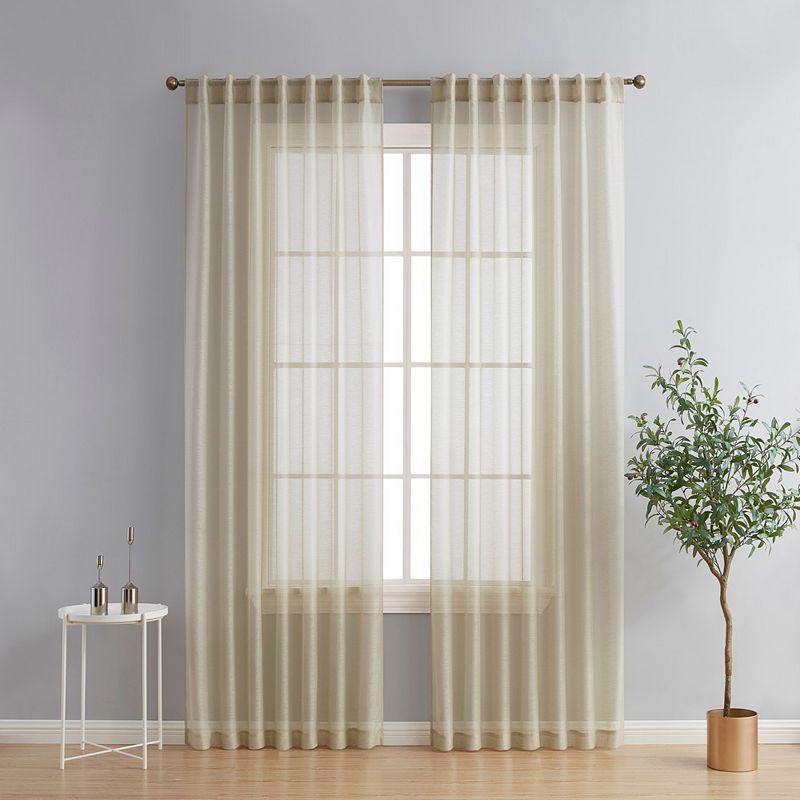 THD Scarlett Semi Sheer Pocket Top and Back Tab Lightweight Window Curtains Drapery Panels， 2 Panels