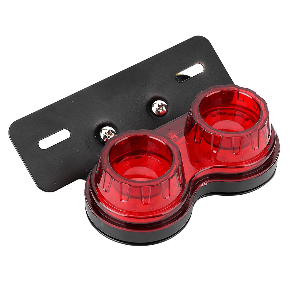 12v Round Motorcycle Led Brake Tail Light Rear Lamp Universal Modified Accessoryred Lens