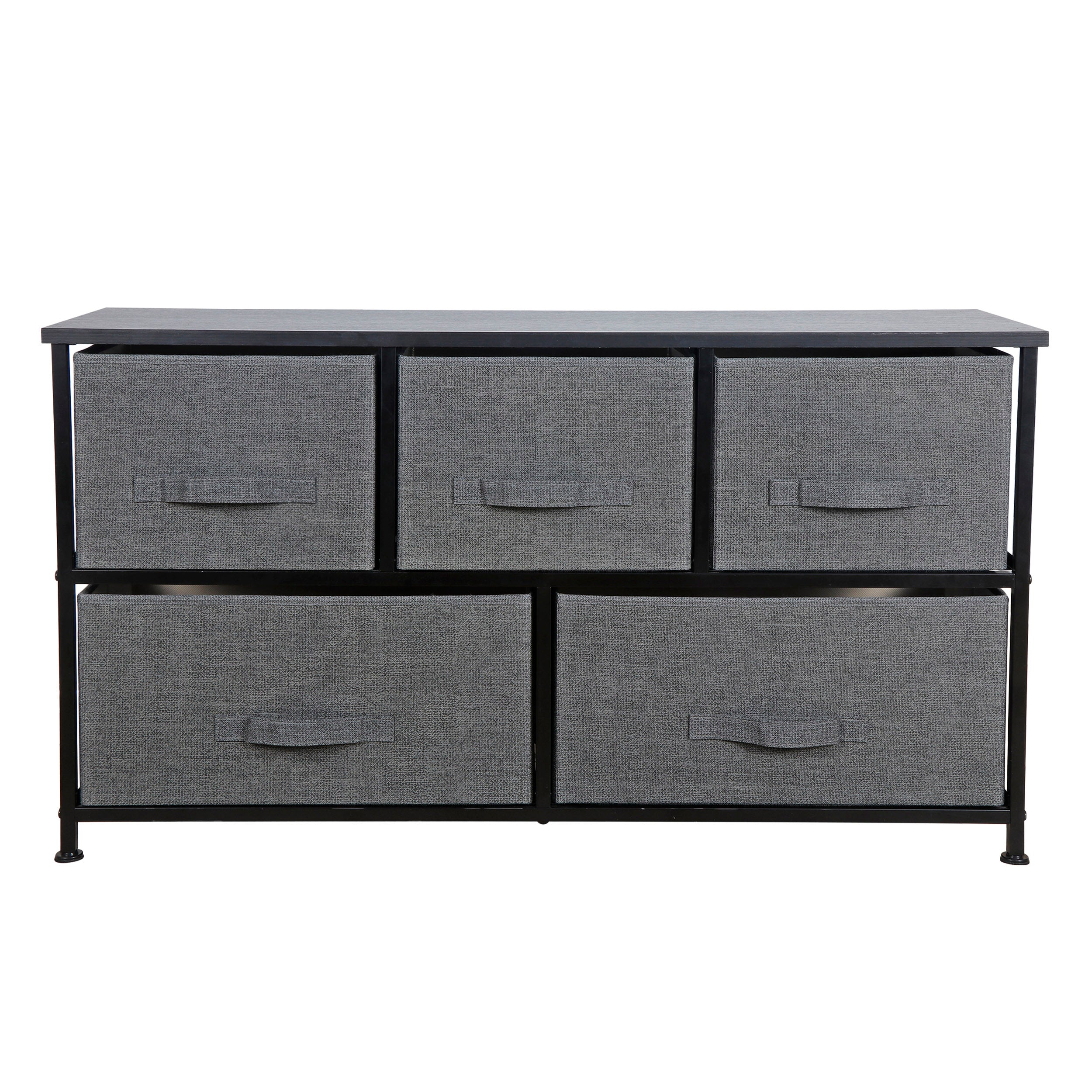 ZENSTYLE Simple Style Wide Dresser Storage Tower 5 Cube Drawers Steel Frame, Gray