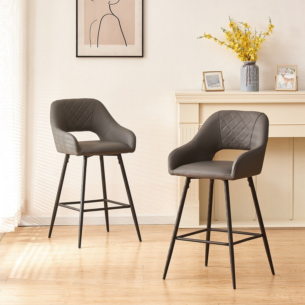 Fixed Height Bar Chairs with Metal Frame and Footrest