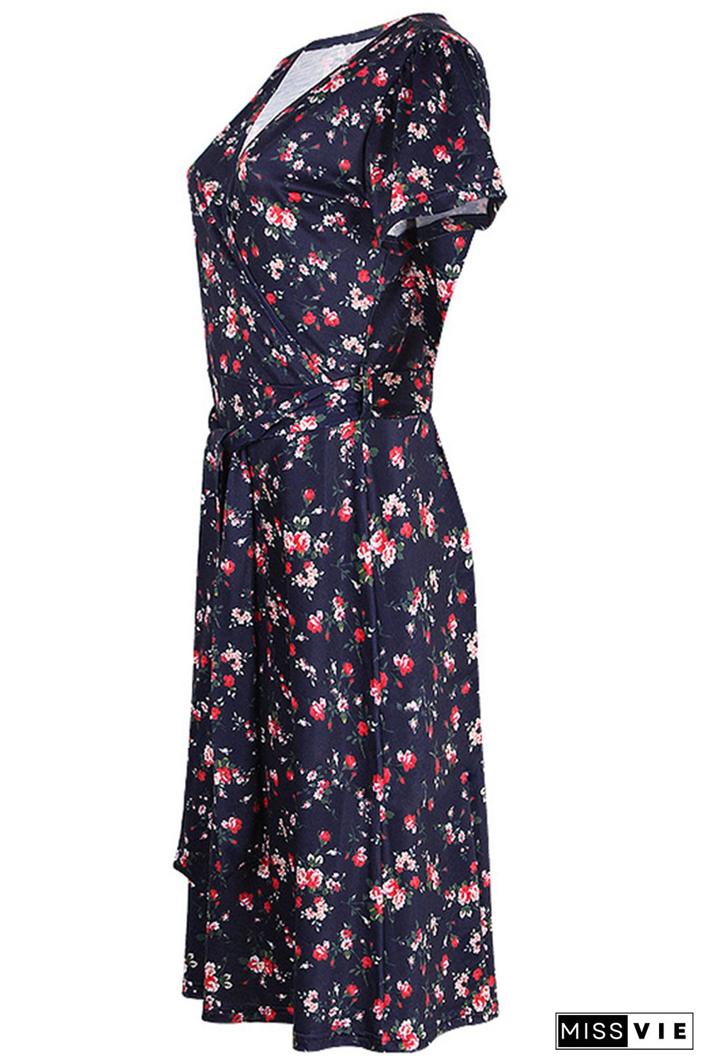 Floral V Neck High Waist Dress Wholesale