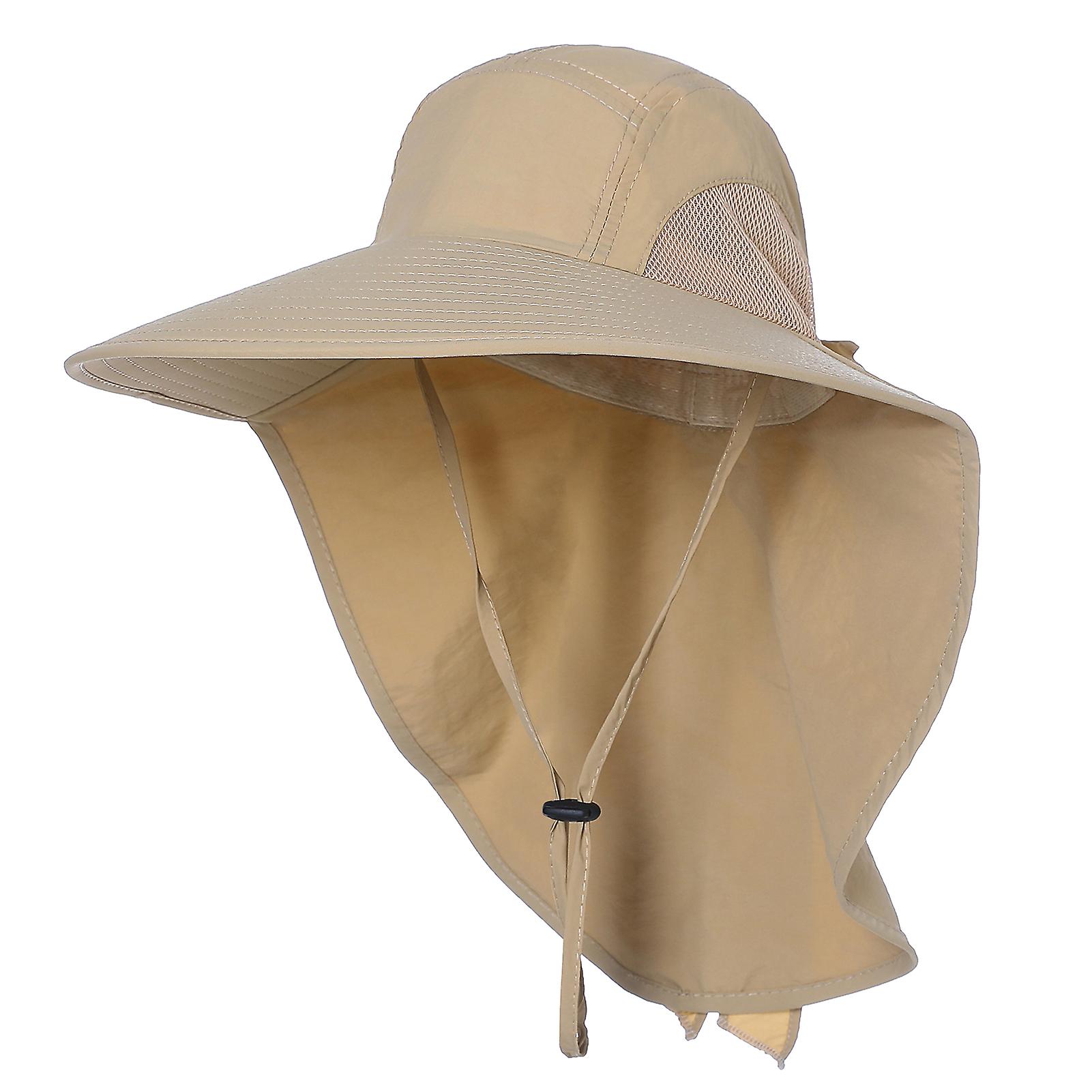 Women Wide Brim Sun Hat With Neck Flap For Travel Camping Hiking Boating Fishing Multicolor