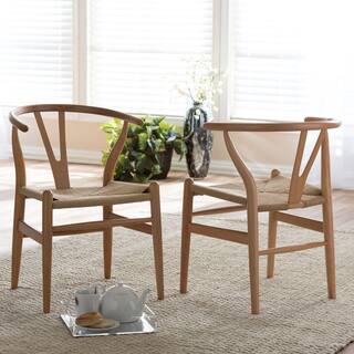 Baxton Studio Wishbone Mid-Century Light Brown Finish Wood Chair Set (2-Piece) 2PC-3327-HD