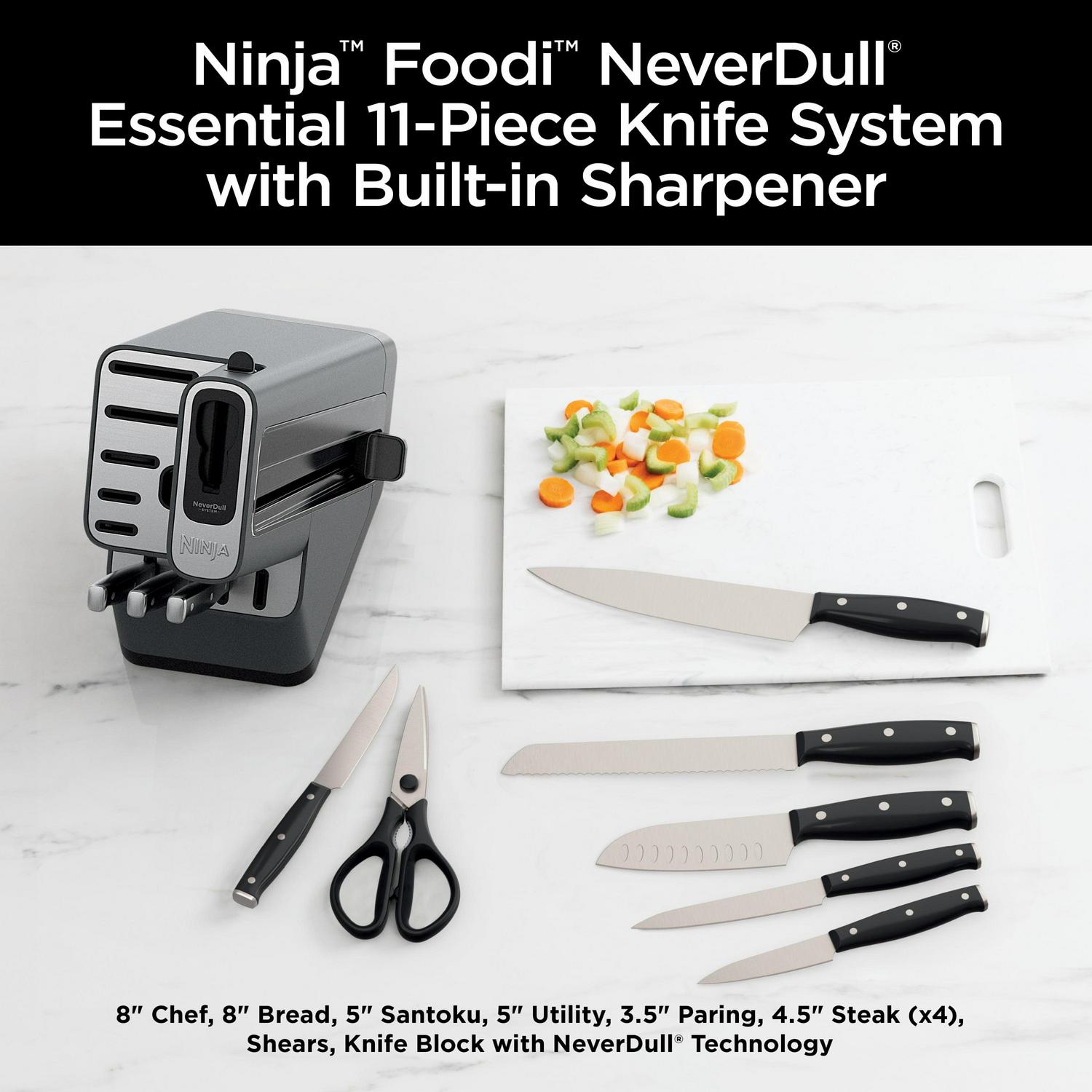 Ninjaa c Foodia c NeverDulla c 11-Piece Essential Knife System with Sharpener， K12011