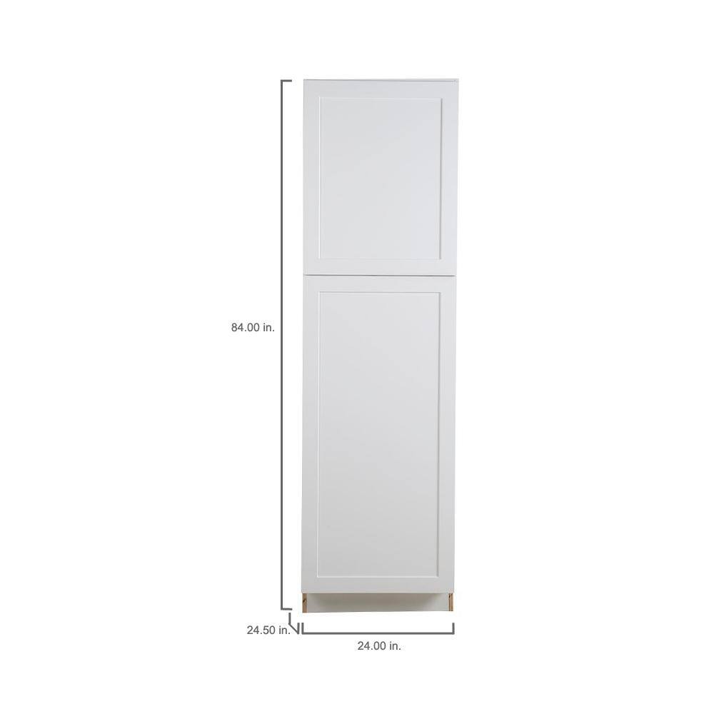 Hampton Bay Cambridge White Shaker Assembled Pantry Cabinet with Adjustable Shelves  Soft Close Doors (24 in. W x 24.5 in. D) CM2484P-WH