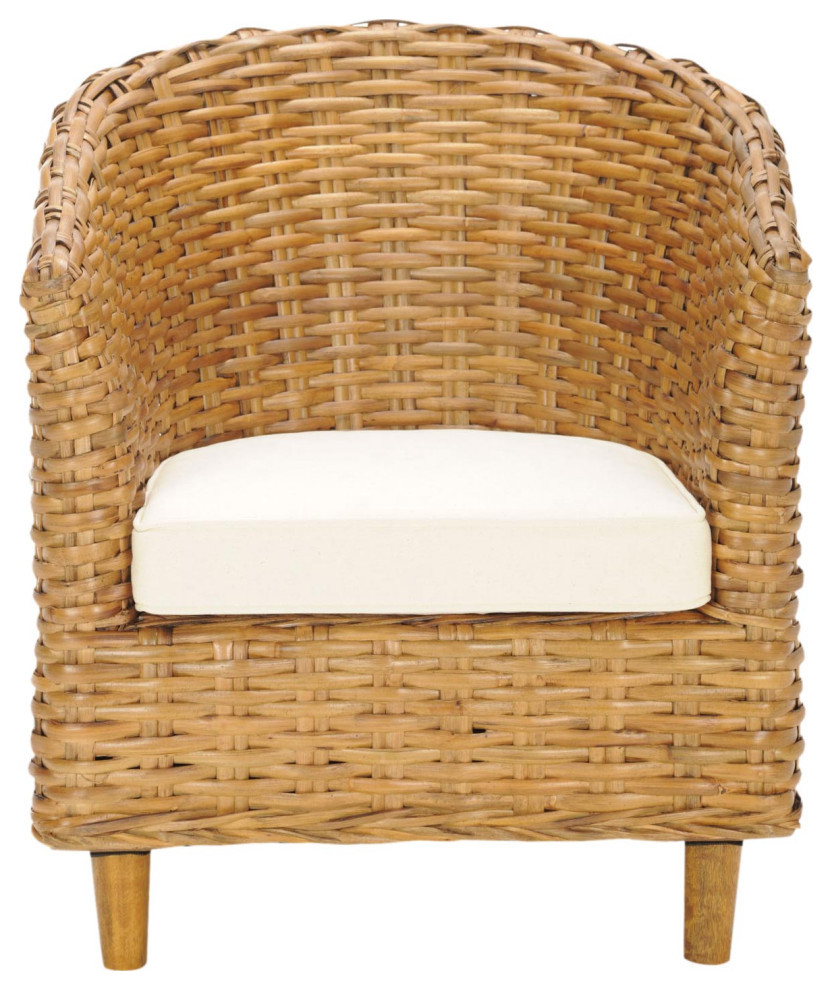 Naomi Rattan Barrel Chair Honey/White   Tropical   Armchairs And Accent Chairs   by V.S.D Furniture  Houzz