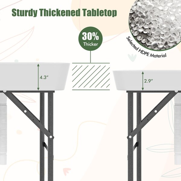 Gymax 5 FT Foldable Ice Table w/DoubleSink Detachable Table Skirt