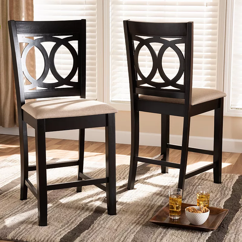 Baxton Studio Lenoir Counter Stool 2-piece Set