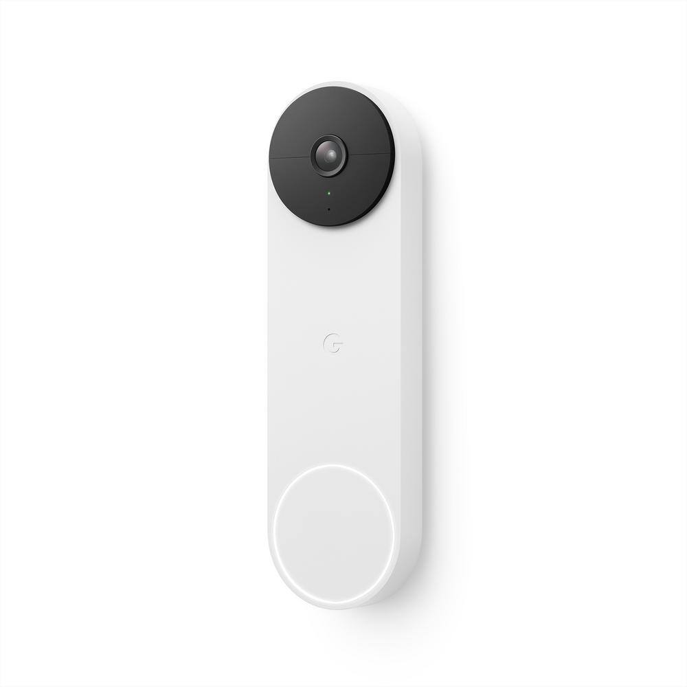 Google Nest Doorbell (Battery) Smart Wi-Fi Video Doorbell Camera Snow Plus Nest Hub 2nd Gen 7 in. Smart Home Display Chalk GA03945