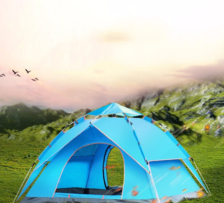 Wholesale Outdoor 3 4 Person Family Hiking Travel Waterproof Portable Lightweight Folding Small Camping Tent