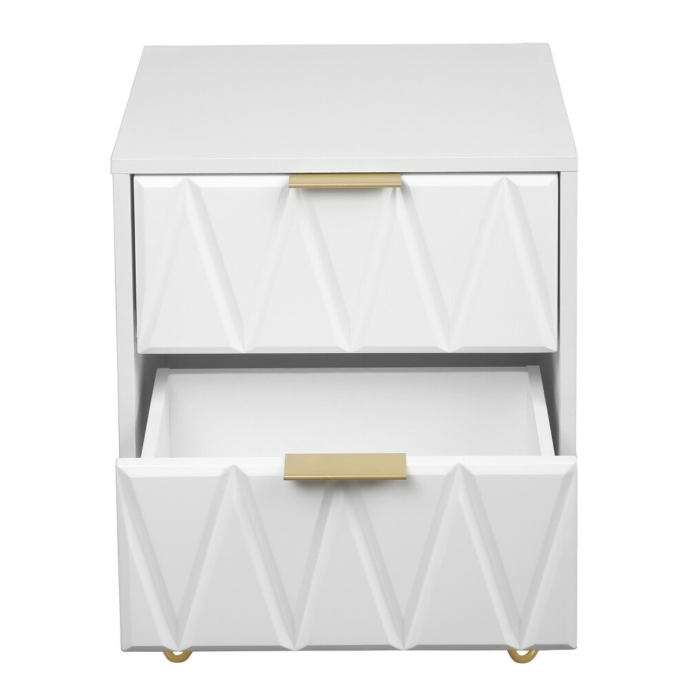 Modern Simple Geometric Nightstand  Bedside Table with 2 Drawers